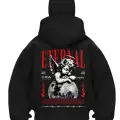 Eternal Baskılı Siyah Samuray Kar Maske Sweatshirt Hırka