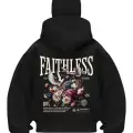 Faithless Baskılı Siyah Samuray Kar Maske Sweatshirt Hırka