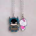 Gümüş Zincirli Kitty & Batman Çift Kolyesi