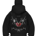 Heart Box Baskılı Siyah Samuray Kar Maske Sweatshirt Hırka