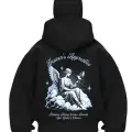 Heavens Angel Baskılı Siyah Samuray Kar Maske Sweatshirt Hırka