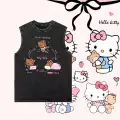 Hello Kitty Yıkanmış Eski Retro Atlet Bisiklet Yaka Yıkamalı Vintage Unisex Oversize