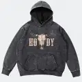 HODY Gri Yıkamalı Kumaş Kapüşonlu Sweatshirt
