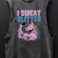 I Sweat Glıtter Baskılı Unisex Oversize Yıkamalı Atlet