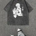 Jujutsu Kaisen Baskılı Yıkamalı Vintage Unisex Oversize T-Shirt