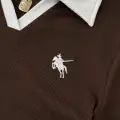 Kahverengi Solo Polo Yaka Beyaz Yakalı Bluz