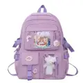 Mor Kawaii Kore Tarzı Aksesuarlı Ve Ayıcıklı Premium Kalite Okul Sırt Çantası