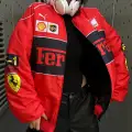 Kırmızı F1 Ferrari Racing Retro Unisex Bomber Ceket