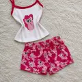 Kırmızı My Little Pony Rarity Desenli Şık Alt Üst Kısa Takım