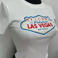 Las Vegas Baskılı Beyaz Crop Top