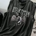 Led Zeppelin Atlet Bisiklet Yaka Yıkamalı Vintage Unisex Oversize T-Shirt