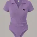 Lila Mavisi Polo Yaka Fitilli Likralı Premium Zıbın