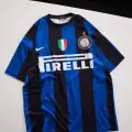 Mavi Siyah Çubuklu Inter Milan Jersey T-Shirt