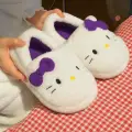 Mor Hello Kitty Yumuşak Tüylü Peluş Panduf Terlik