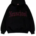 NewSchool Kırmızı Taş Baskılı Oversize Unisex Kapüşonlu Sweatshirt