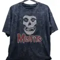Oversize Misfits Yazılı Yıkamalı T-Shirt, Unisex Rock Metal Müzik Baskılı Retro Tişört