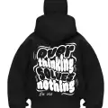 Overthing Baskılı Siyah Samuray Kar Maske Sweatshirt Hırka