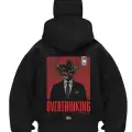 Overthınkıng Baskılı Siyah Samuray Kar Maske Sweatshirt Hırka