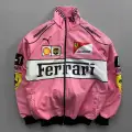 Pembe F1 Ferrari Racing Retro Unisex Bomber Ceket