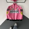 Pembe F1 Ferrari Racing Retro Unisex Bomber Ceket