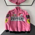 Pembe F1 Ferrari Racing Retro Unisex Bomber Ceket