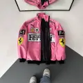 Pembe F1 Ferrari Racing Retro Unisex Bomber Ceket