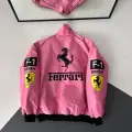 Pembe F1 Ferrari Racing Retro Unisex Bomber Ceket
