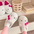 Pembe Hello Kitty Yumuşak Tüylü Peluş Panduf Terlik