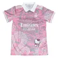 Pembe Kitty FORMA Madrid Dragon Jersey Beyaz Düğmeli Yaka T-shirt