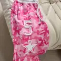 Pembe Restock Kamuflaj Baggy Alt Üst Eşofman Takımı ( 3 İplik Şardonlu)
