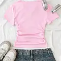 Pembe Solo Polo Yaka Beyaz Yakalı Bluz