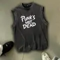 Punks Not Dead Atlet Bisiklet Yaka Yıkamalı Vintage Unisex Oversize T-Shirt
