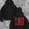 Red Cursed Baskılı Kar Maskeli Ninja Unisex Sweatshirt Hırka