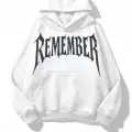 Remember Beyaz Taş Baskılı Oversize Unisex Kapüşonlu Sweat