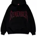 Remember Kırmızı Taş Baskılı Oversize Unisex Kapüşonlu Sweatshirt