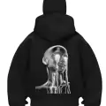 Robotic Cry Baskılı Siyah Samuray Kar Maske Sweatshirt Hırka