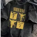 Rock Line Nirvana Baskılı Yıkamalı Vintage Unisex Oversize T-Shirt