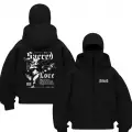 Siyah 1BLOOD Sacred Love Baskılı Kar Maskeli Unisex Sweatshirt Hırka