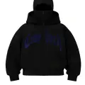 Siyah COMEBACK MAVİ Taş Baskılı Kar Maskeli Unisex Sweatshirt Hırka