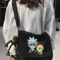 Siyah Rick and Morty Model Baskılı Unisex Askılı Postacı Çanta