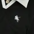 Siyah Solo Polo Yaka Beyaz Yakalı Bluz