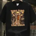 Siyah Tung Tung Tung Sahur Baskılı Unisex Oversize T-Shirt