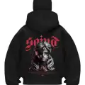 Soind Anime Baskılı Siyah Samuray Kar Maske Sweatshirt Hırka