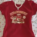 Strawberry Baskılı Kırmızı Crop Bluz