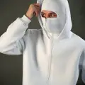 Beyaz Kar Maskeli Ninja Unisex Sweatshirt Hırka kalın polar