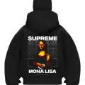 Supreme Baskılı Siyah Samuray Kar Maske Sweatshirt Hırka