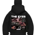 The Eyes Baskılı Siyah Samuray Kar Maske Sweatshirt Hırka