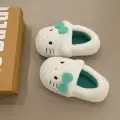 Turkuaz Hello Kitty Yumuşak Tüylü Peluş Panduf Terlik