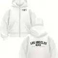 Unisex Oversize Beyaz Los Angeles Usa Baskılı Maskeli Hoodie