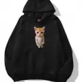 Unisex Sad Cat Sweatshirt Siyah